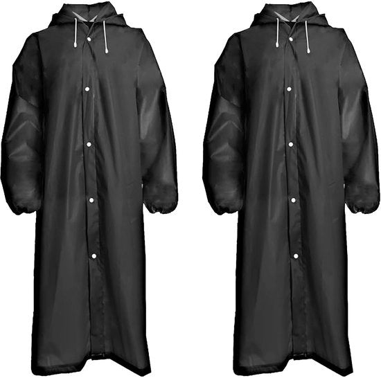 2 Set di Poncho EVA Impermeabile, Poncho Impermeabile, Poncho Recuperabile, Abbigliamento da Pioggia Portatile, per Bicicletta, Escursioni a Piedi, Pesca, Campeggio (Nero)