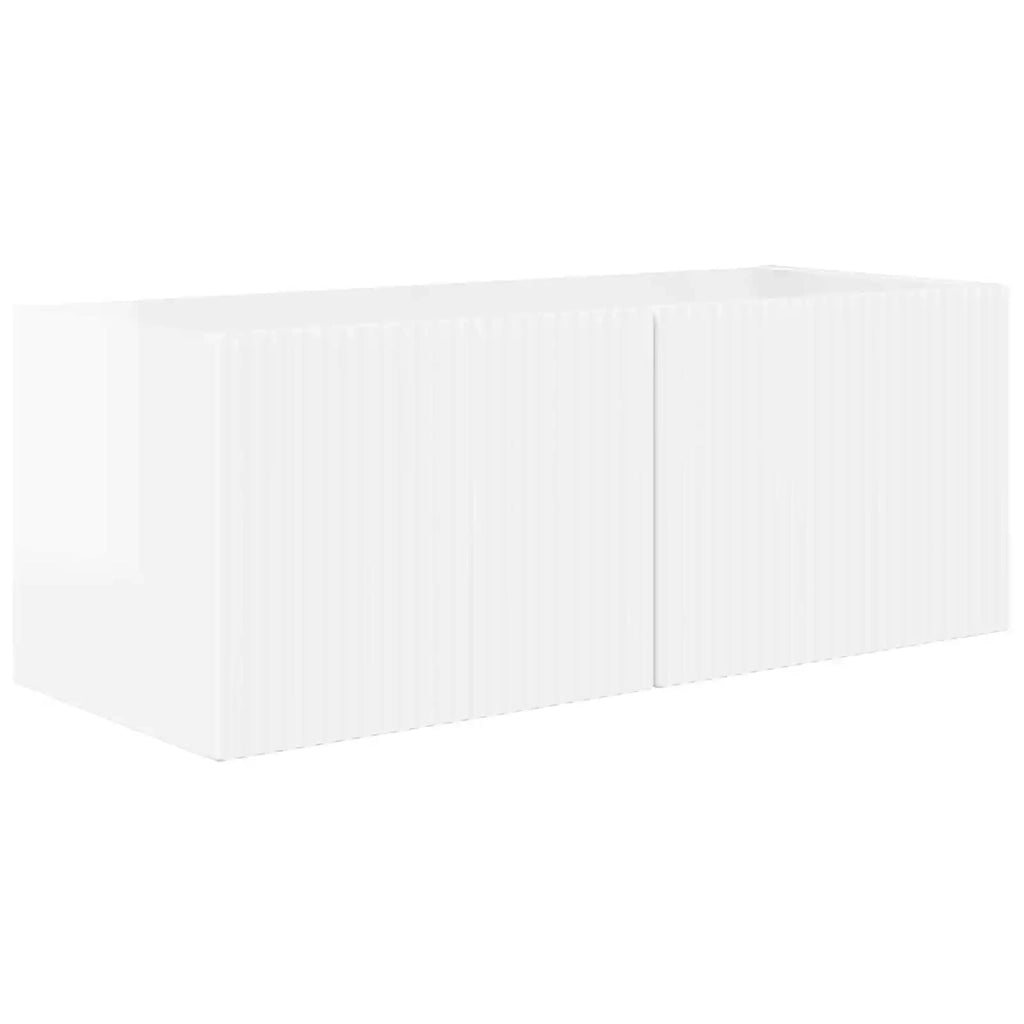 Set di Mobiletto da TV a Parete 4 pcs Bianco Lucido