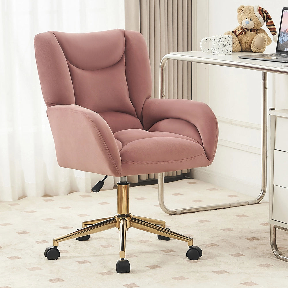 Sedia Ufficio - Xylo - 60??60??110 cm - Velluto Rosa Piedi Dorati