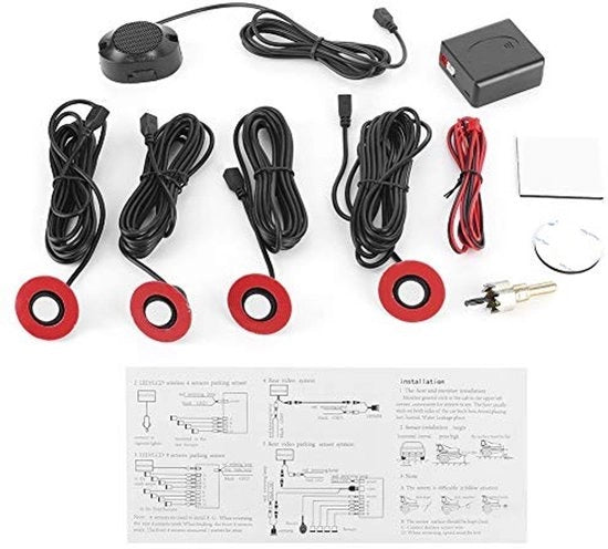 Sensore di parcheggio a radar wireless - kit - frequenza ultrasuonica 40 kHz - portata di detezione 0-2,0 m - allarme a 80 dB - materiale ABS - sensore di uscita di parcheggio