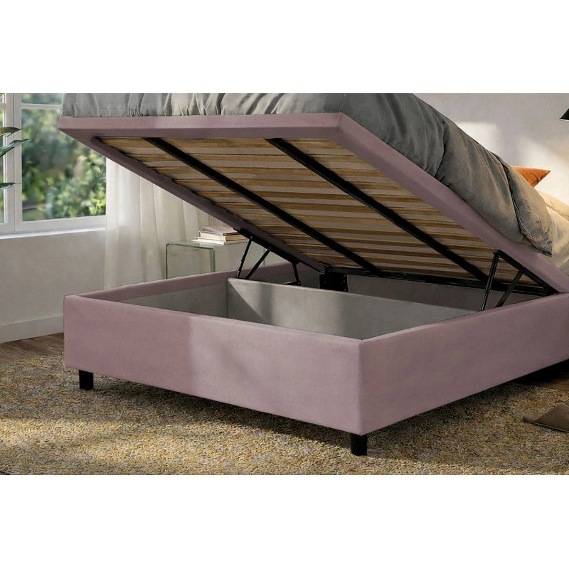Letto imbottito Matrimoniale 160x200 cm Button - Contenitore,Glicine,Microfibra