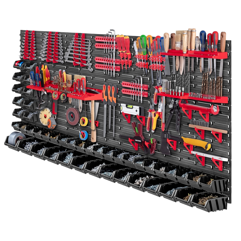 Pannello portautensili KADAX da parete per officina, 174x78 cm, 45 scomparti, 60 supporti, garage.
