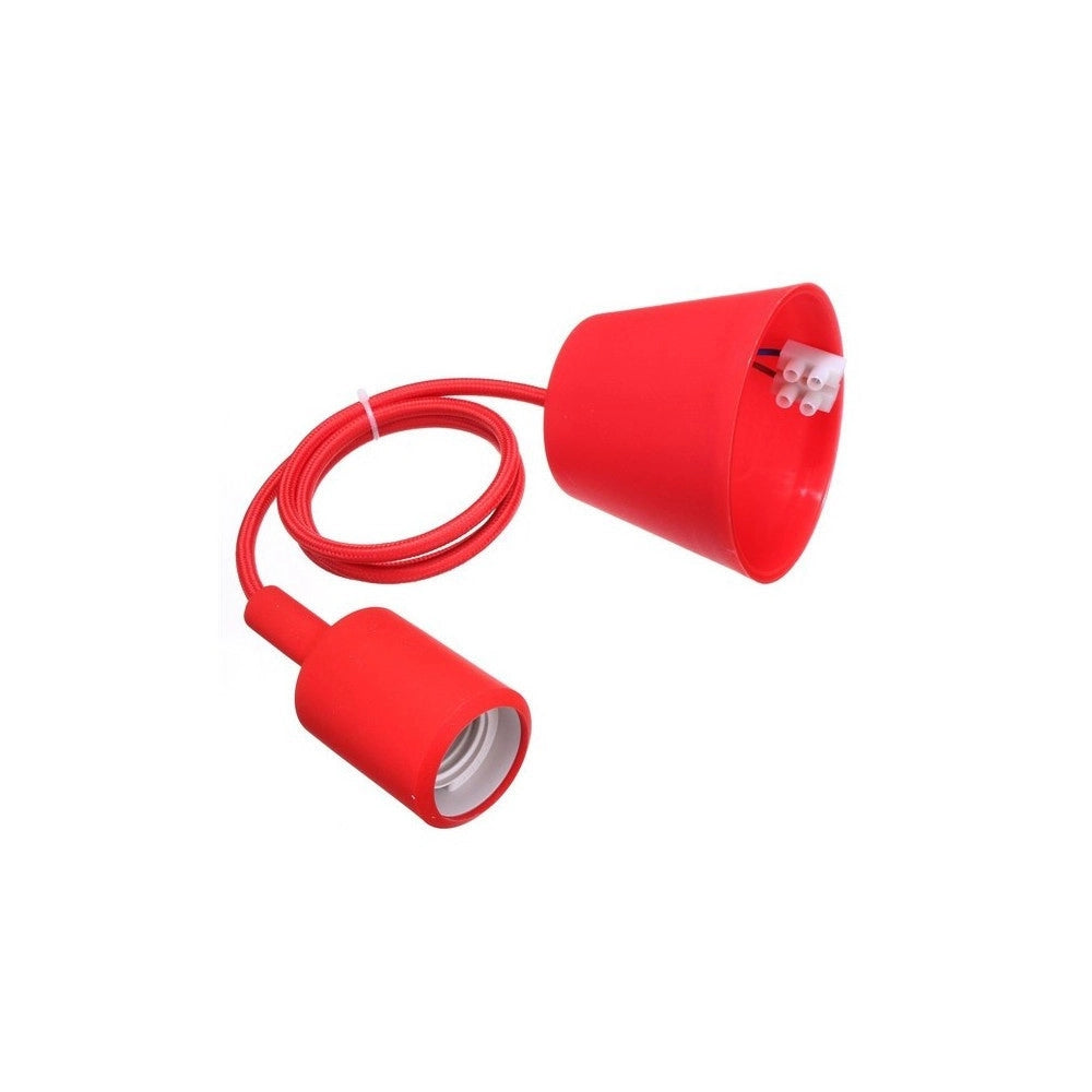 Trade Shop - Pendente A Soffitto Lampadario Lampada Moderno Cavo In Tessuto 1m Colore - Rosso