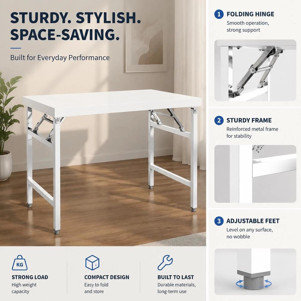 Foldable Kitchen Work Table 120x60x80 Cm Stainless Steel
