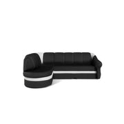 Divano angolare sinistro convertibile BENANA 250 cm nero e bianco con contenitore