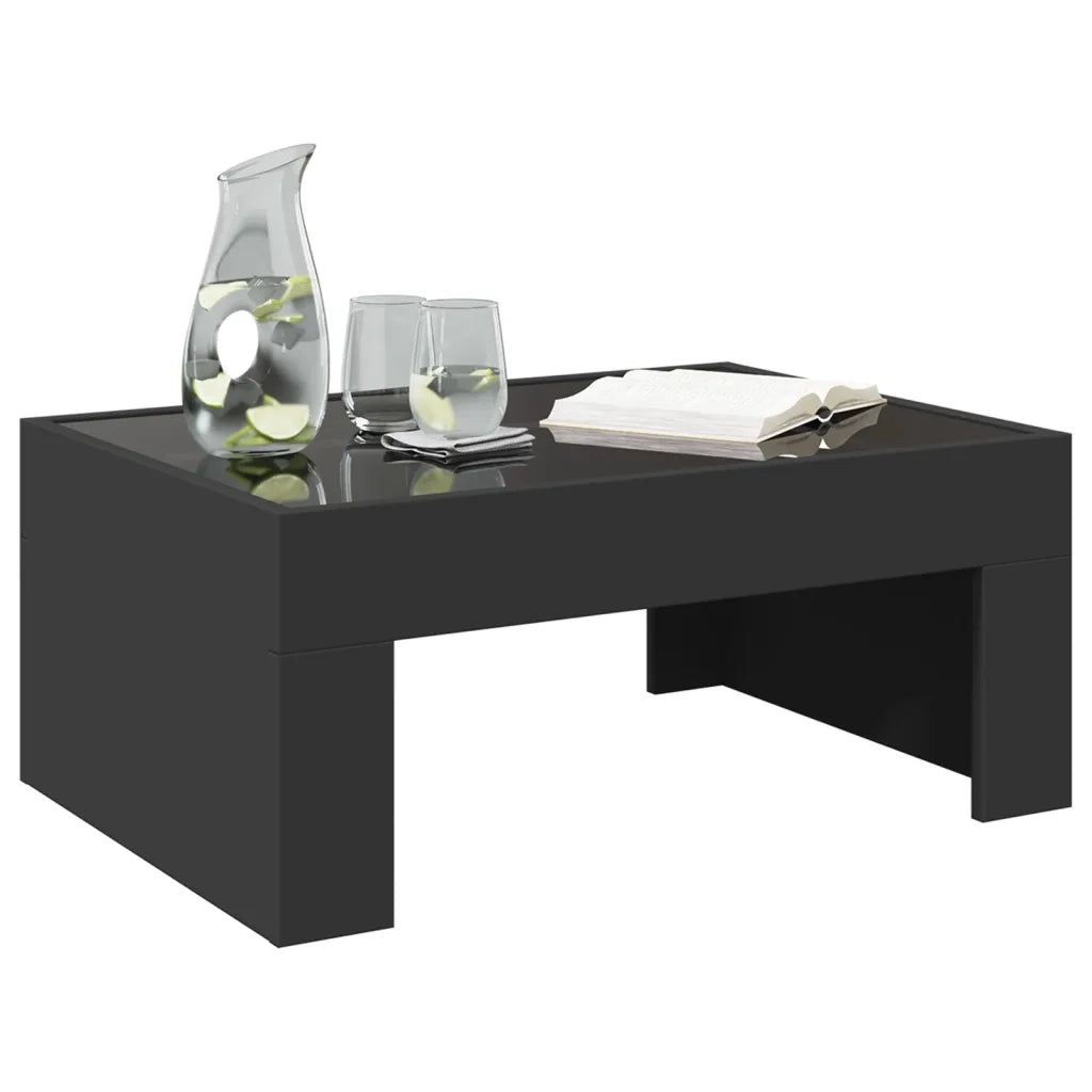 vidaXL Tavolino da Salotto con LED Infinity Nero 70x50x30 cm