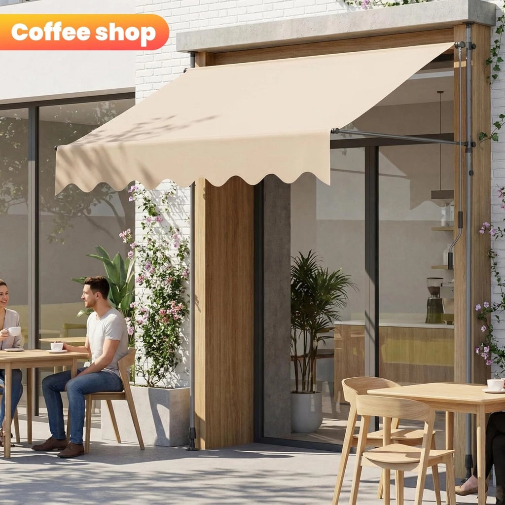 Tenda da Sole, Tenda da Balcone Avvolgibile a Barra Quadra con Manovella, Regolabile in Altezza, 300 x 120 cm, Beige