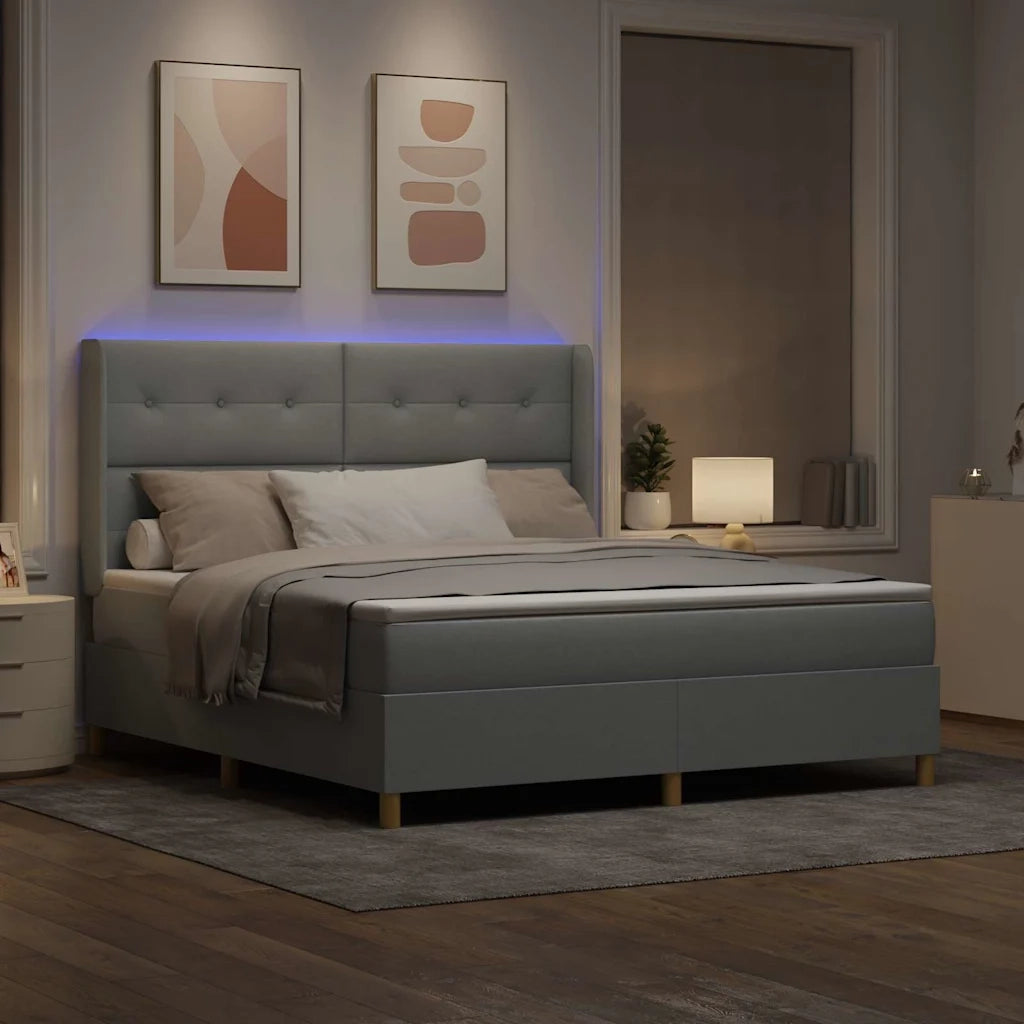 Letto a molle con materasso Grigio chiaro 140 x 200 cm Tessuto