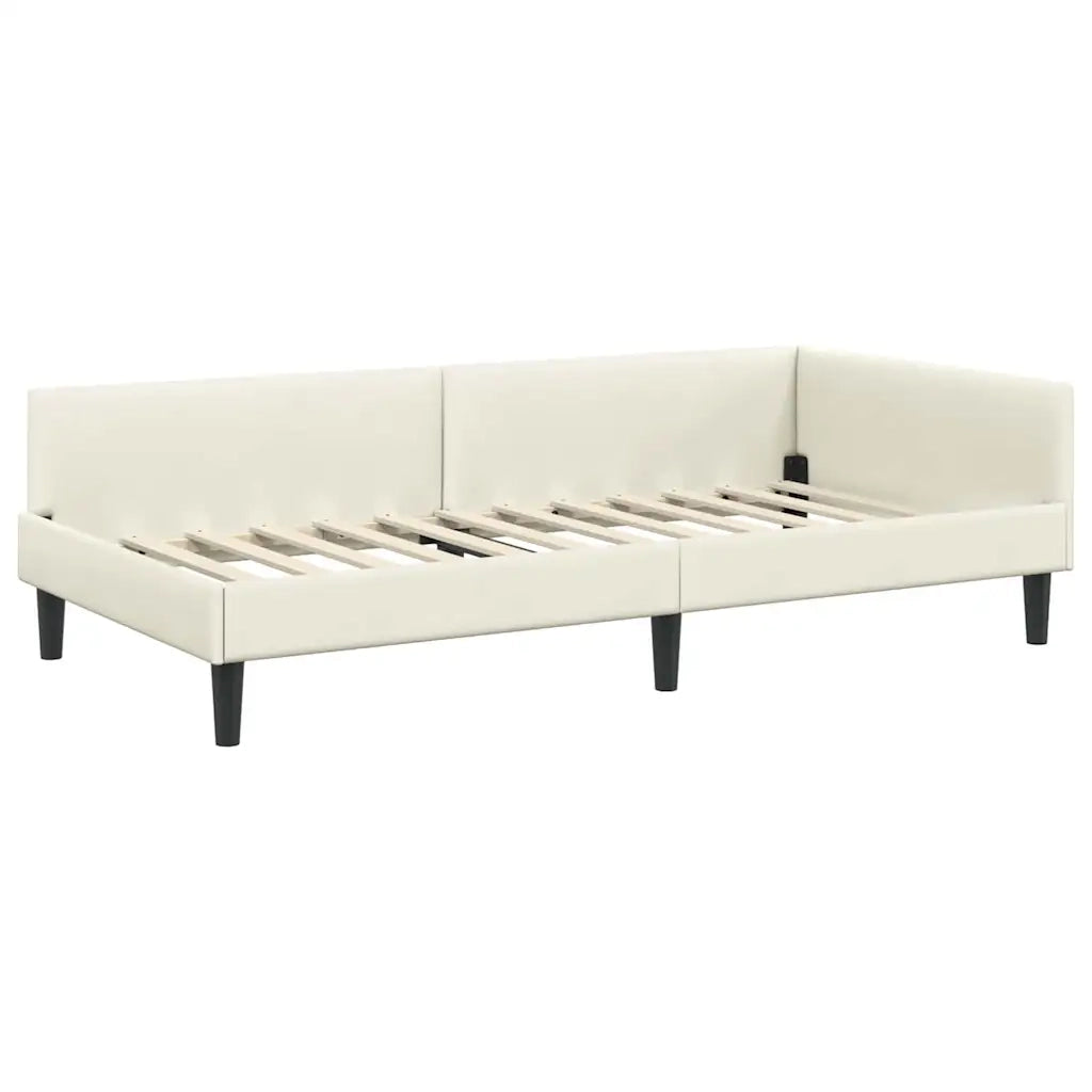 Cornice del letto ad angolo con testiera Crema 90 cm x 200 cm