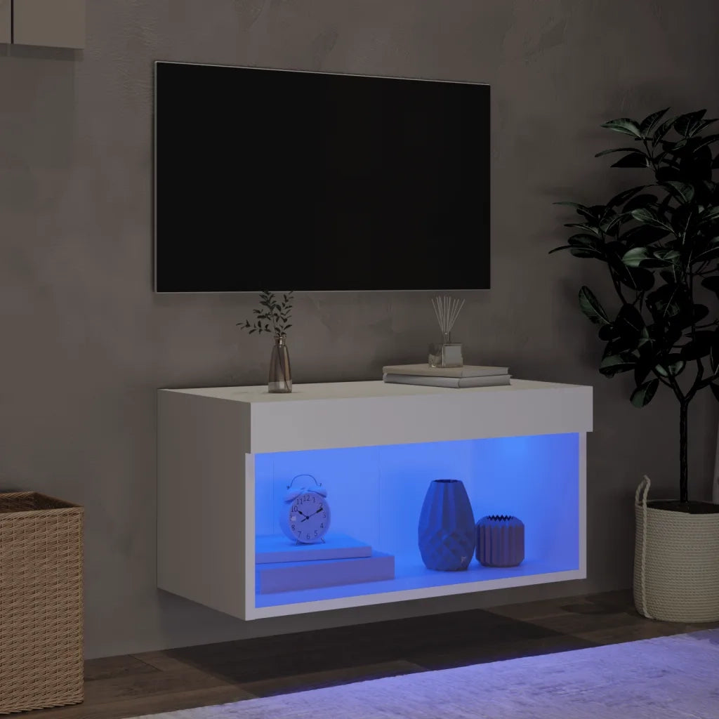 Mobile Porta TV con Luci LED Bianco 60x30x30 cm 837127