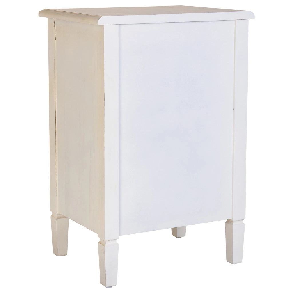 Tavolino in legno laccato bianco con griglia  46x36x68h cm
