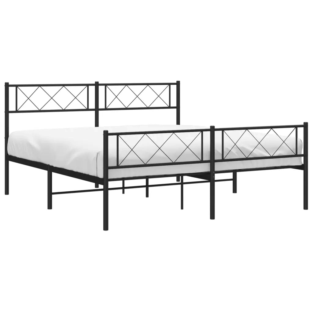 Giroletto con Testiera e Pediera Metallo Nero 140x200 cm 372296