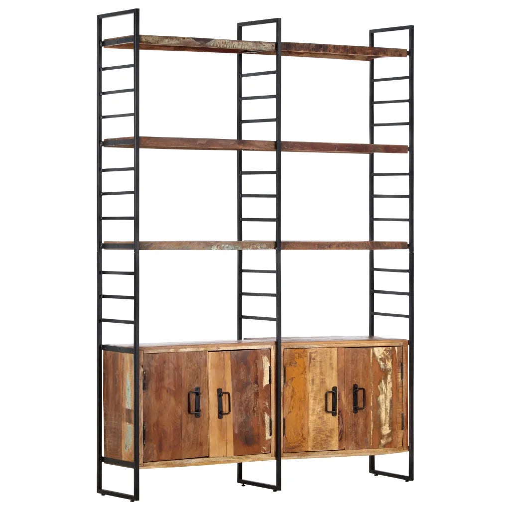 Libreria a 4 Livelli Legno Massello di Recupero 124x30x180 cm  cod mxl 15547