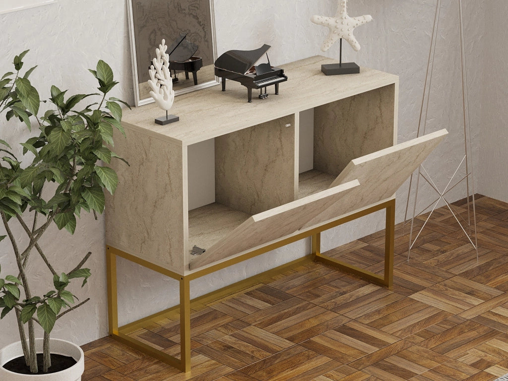 Credenza in legno "Zermat" - 90 x 34 x 70 cm - Travertino