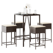 Set Bar da Giardino 5 pz con Cuscini in Polyrattan Marrone 3261459
