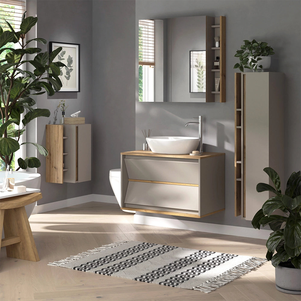 Vicco Specchio contenitore bagno Cachemire 80 x 75 cm con ripiani