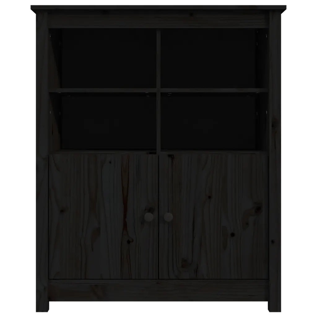 Credenza Nera 83x41,5x100 cm in Legno Massello di Pino