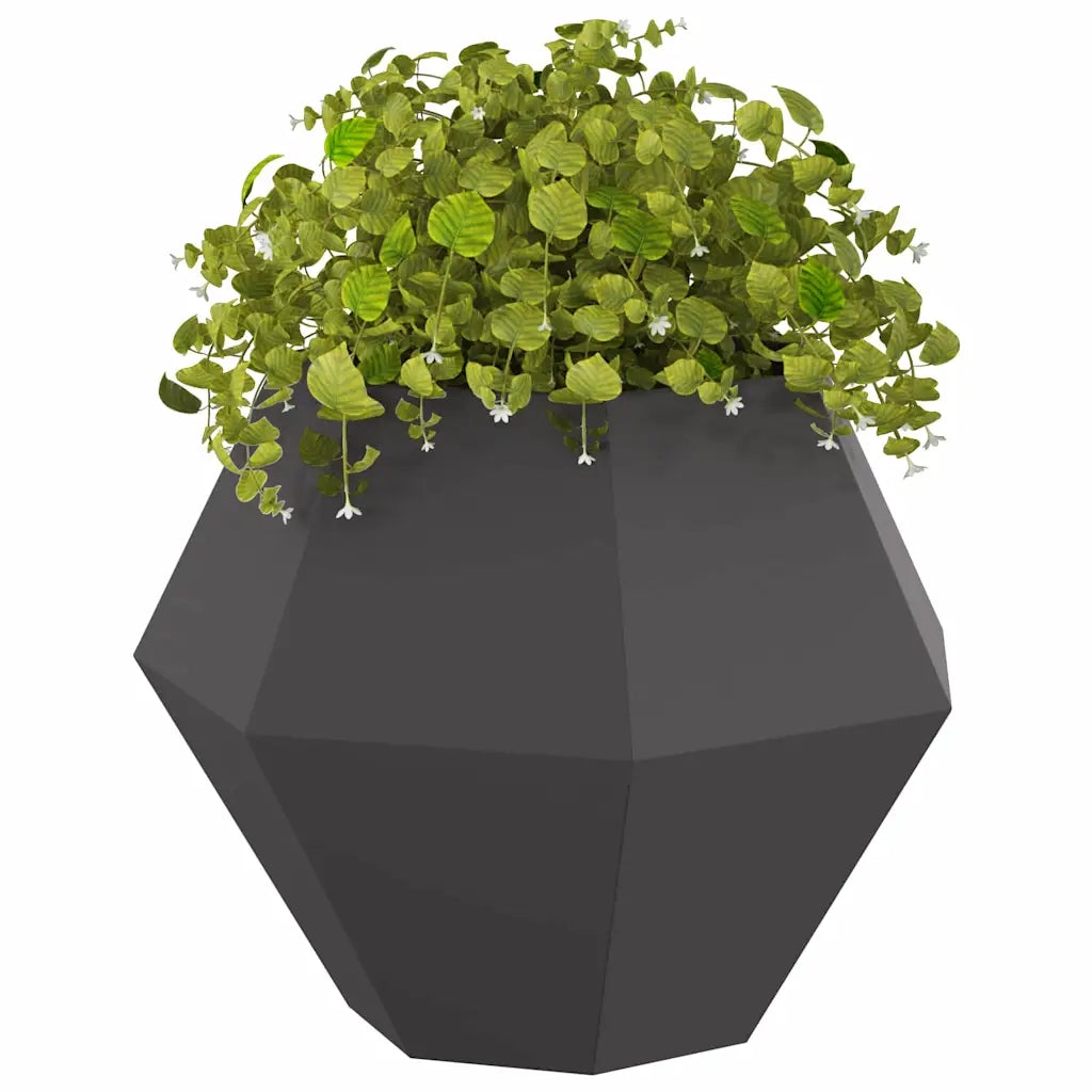 2 pz Fioriera | Cassetta per fiori | Vaso Nero 75 x 75 x 60 cm Acciaio