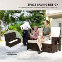Divanetto da Giardino Componibile con Panca, Mobili da Giardino in Rattan Marrone, Set 2 Pezzi Salvaspazio