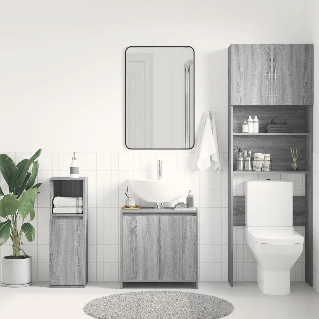Armadietto Bagno Grigio Sonoma 60x33x61 cm in Legno Multistrato cod mxl 11647
