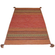 Tappeto ANTIQUE KILIM ARANCIONE cm.140x200 tessuto a mano in cotone e ciniglia