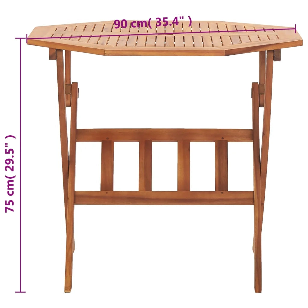 Tavolo da Giardino Pieghevole 90x75 cm in Massello d'Acacia 46656