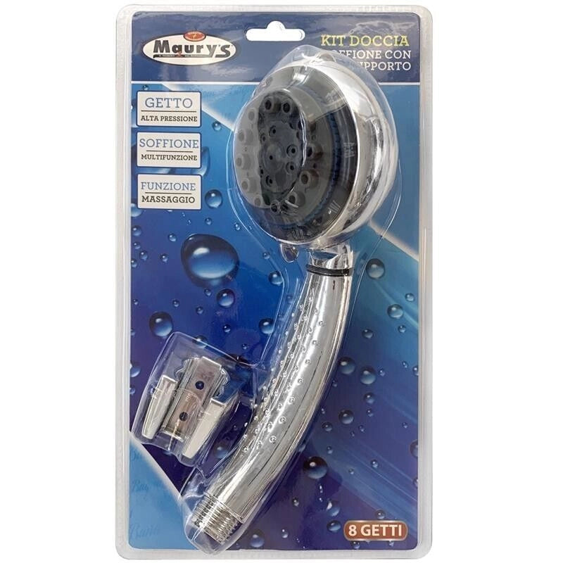 MAURY'S KIT DOCCIA SOFFIONE CON SUPPORTO 8 FUNZIONI