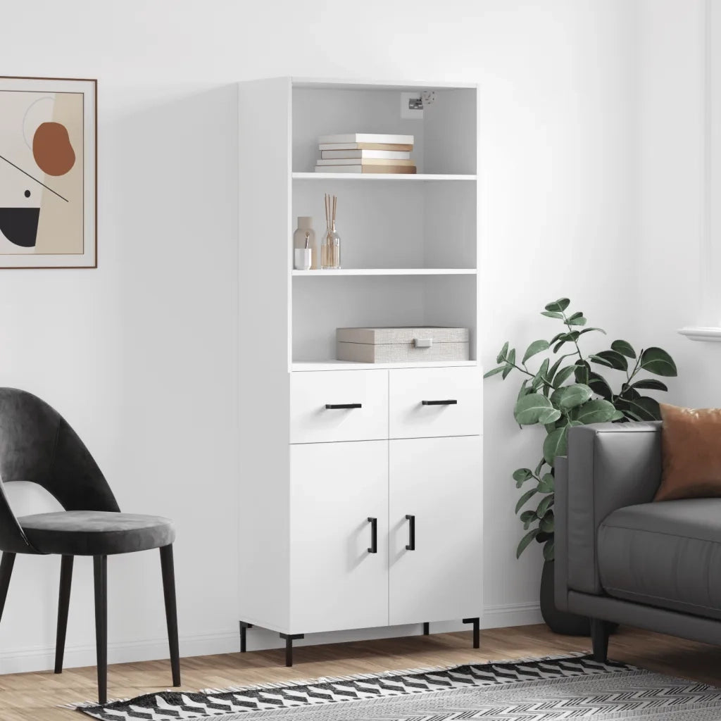 Credenza | Madia | Buffet da pranzo | Armadio da pranzo Bianca 69,5x34x180 cm in Legno Multistrato
