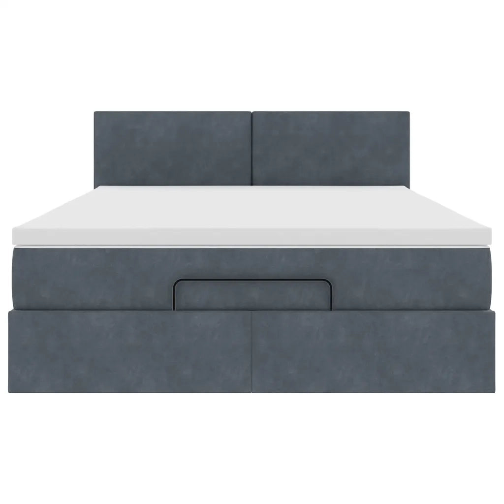 Struttura Letto Pouf con Materasso 140x200 cm in Velluto