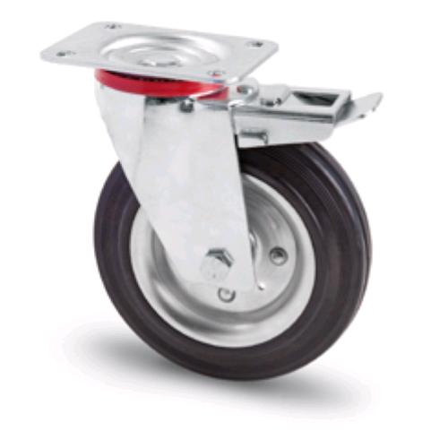 Ruote piroettanti industriali rotelle Girevoli con Piastra per Carrelli Banchi da Lavoro 180 mm Senza Freno