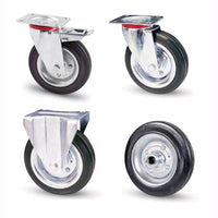 Ruote piroettanti industriali rotelle Girevoli con Piastra per Carrelli Banchi da Lavoro 200 mm Fissa