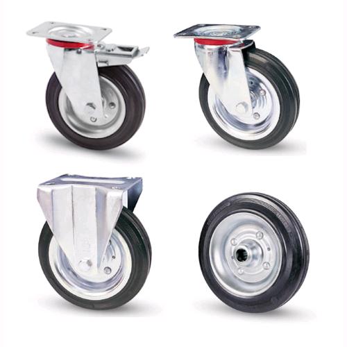 Ruote piroettanti industriali rotelle Girevoli con Piastra per Carrelli Banchi da Lavoro 200 mm Fissa