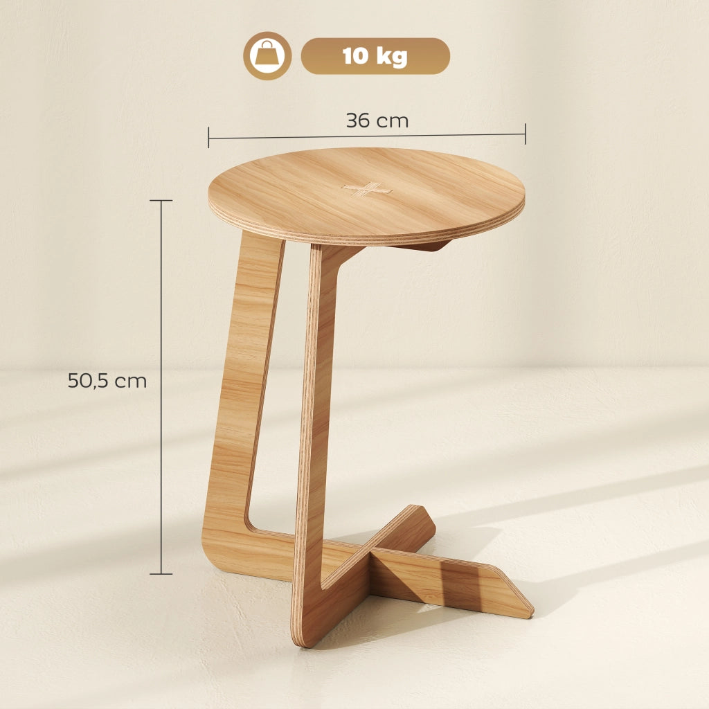 Tavolino da caff¨¨ rotondo in legno naturale ¨C zephmum ¨C 45x45x45