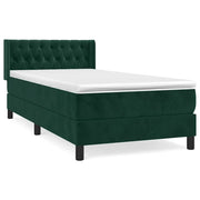 Letto singolo | Letto per adulti | Giroletto a Molle con Materasso Verde Scuro 90x190 cm Velluto