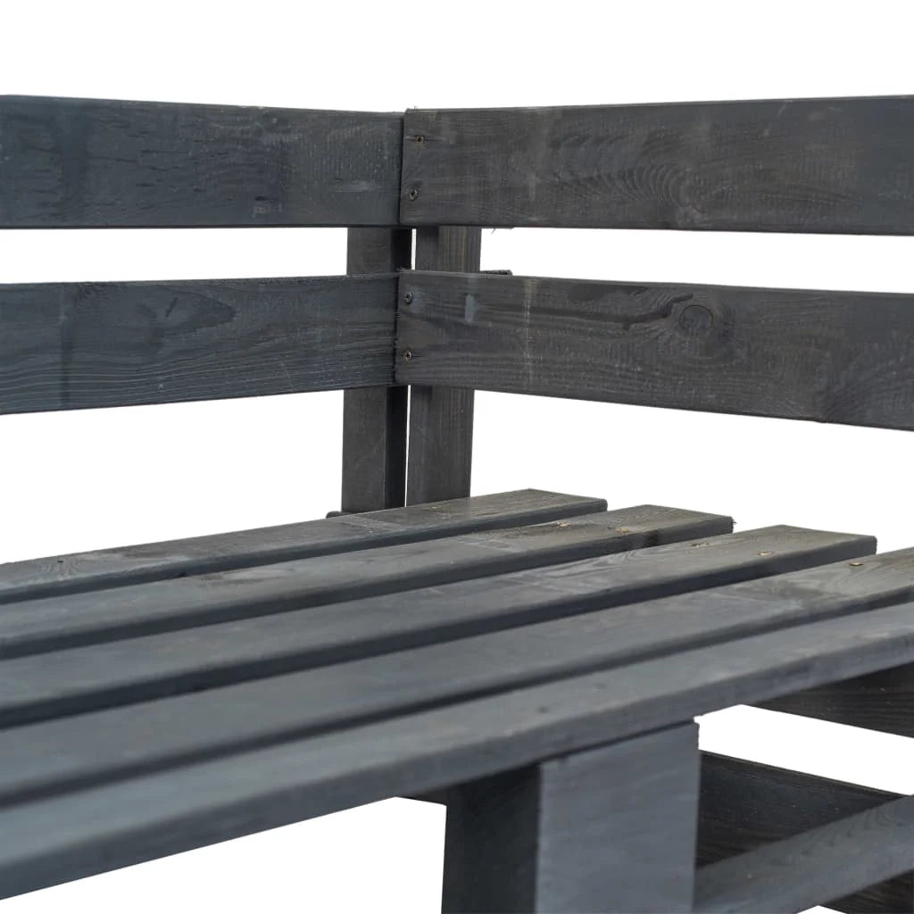 Panca da giardino mobili da esterno per patio terrazza angolare 110 x 65 x 55 cm pallet da giardino in legno grigio 02_0011134