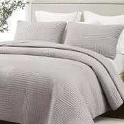 Biancheria da letto Flottiglia Cuscini 260x280 cm, Biancheria da letto a microfibra con 2 copri cuscino - Cuscino morbido e leggero con disegno a strisce per tutte le stagioni, Grigio chiaro