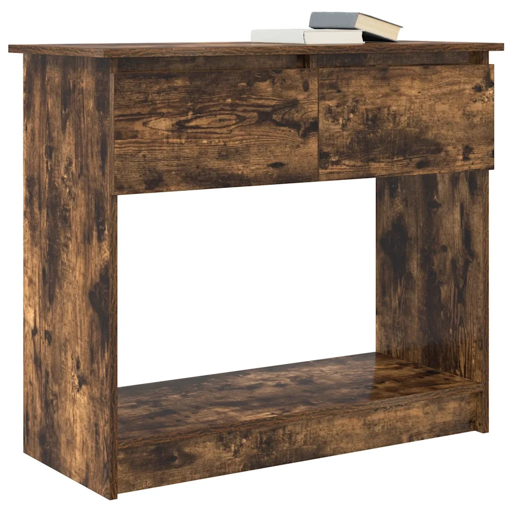 Tavolo Consolle con Cassetti Rovere Fumo 85,5x38,5x74,5 cm 861395