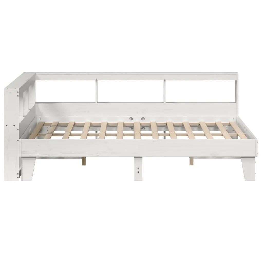 Letto Libreria senza Materasso-Struttura Letto con contenitore Bianco 140x200 cm Legno di Pino 924914