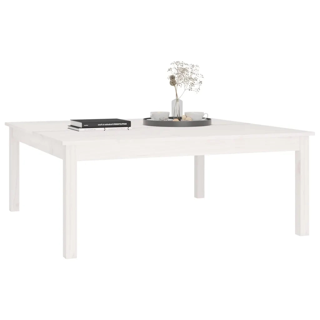 Tavolino da Salotto-Tavolino da soggiorno-Tavolo Bianco 100x100x40 cm Legno Massello di Pino
