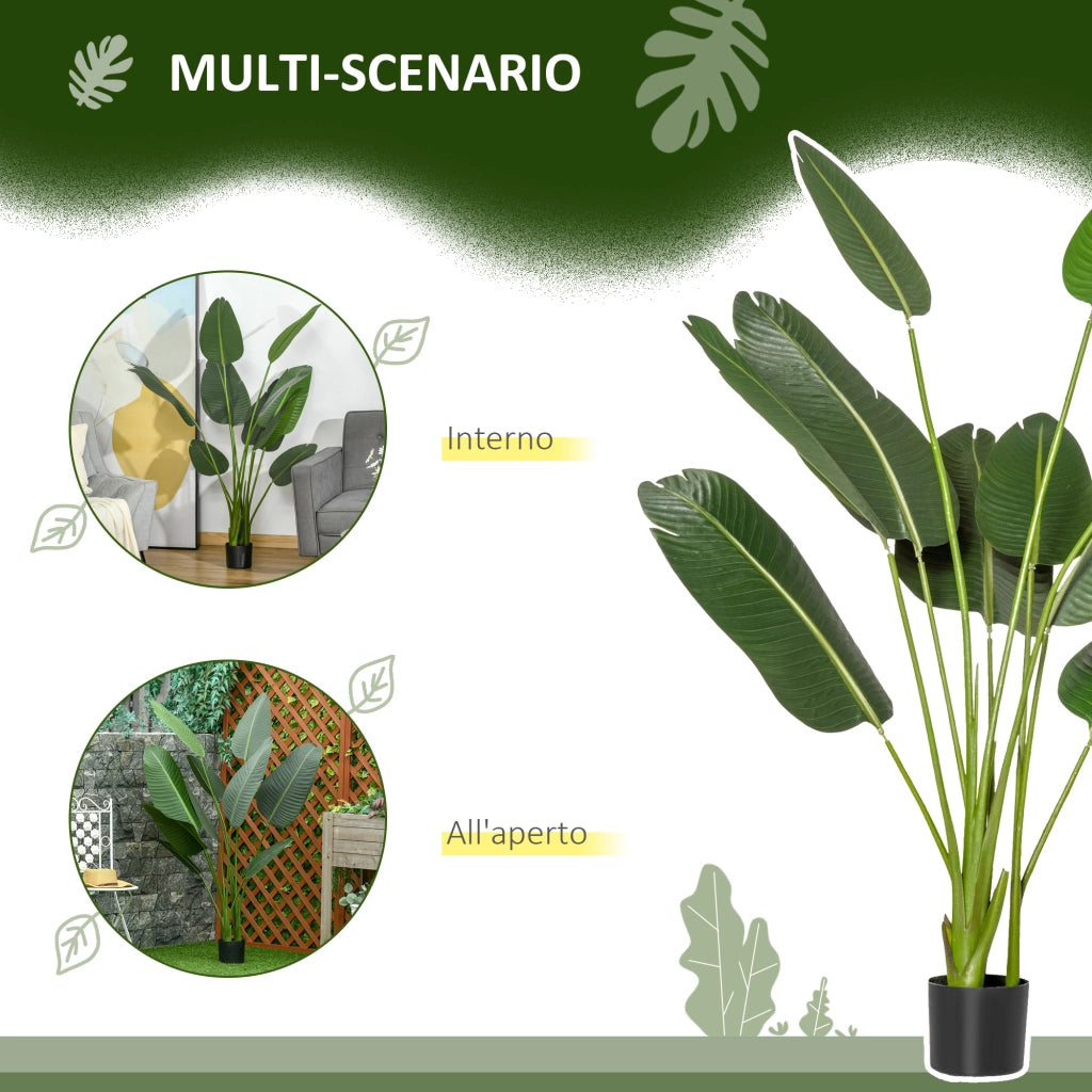 Albero di Banano Artificiale 160 cm ¨C zephmum ¨C Verde con Vaso e Foglie