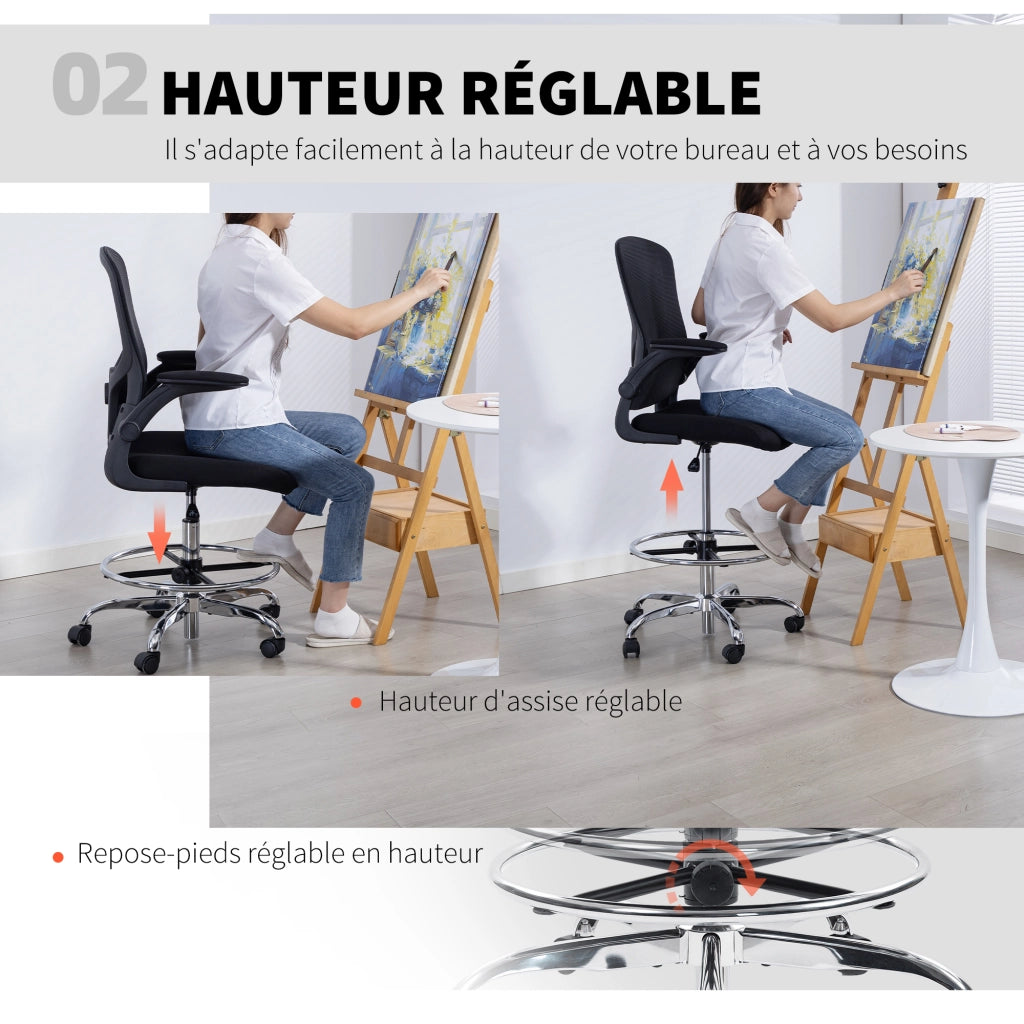 Sedia da ufficio ergonomica ¨C zephmum ¨C nero, supporto lombare 4D, braccioli regolabili, 60x60x108-132 cm
