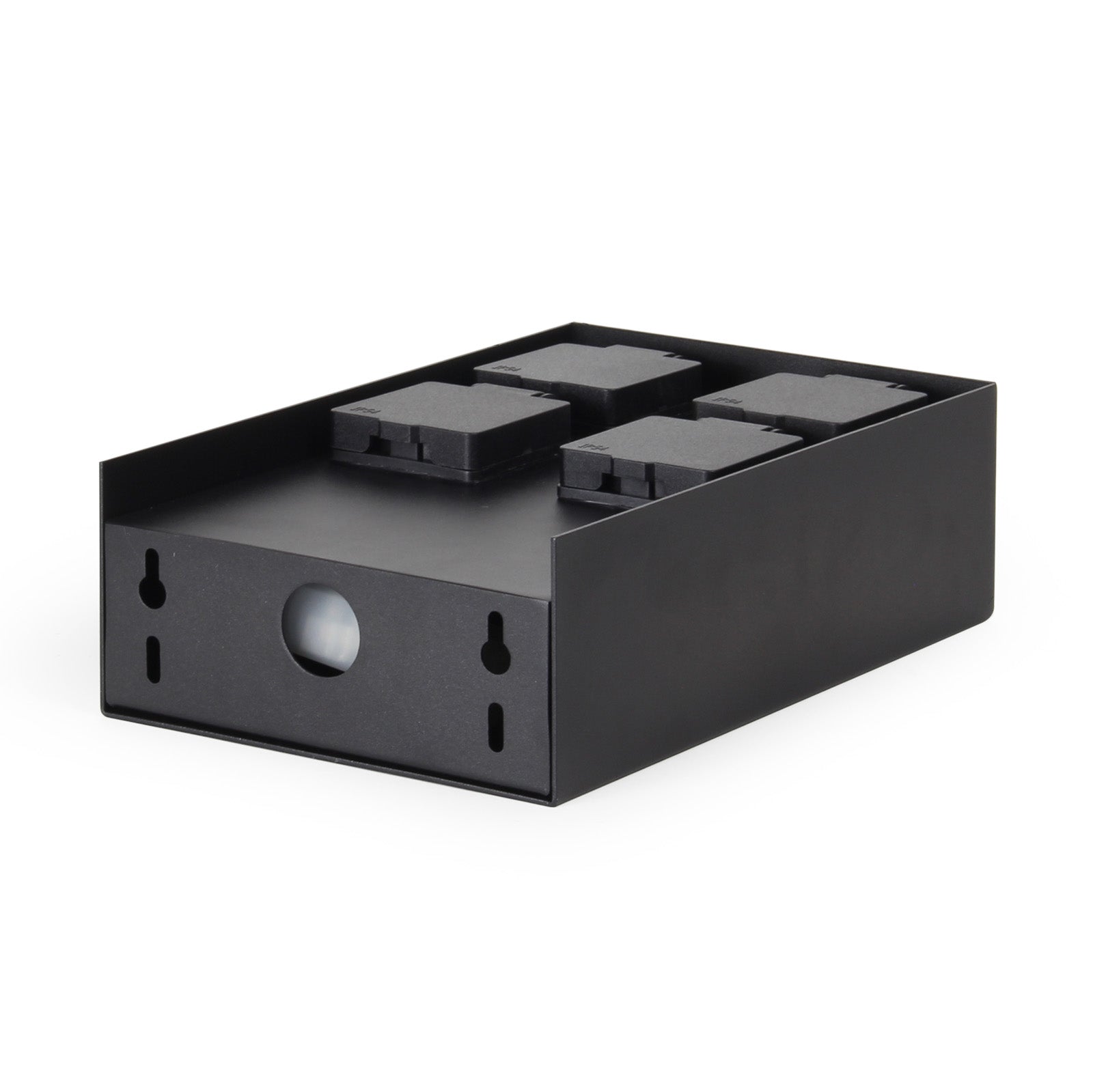 Presa multipla da giardino nera rettangolare con protezione IP44 Colonna a 4 prese per esterno