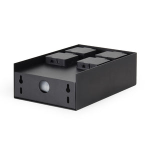 Presa multipla da giardino nera rettangolare con protezione IP44 Colonna a 4 prese per esterno