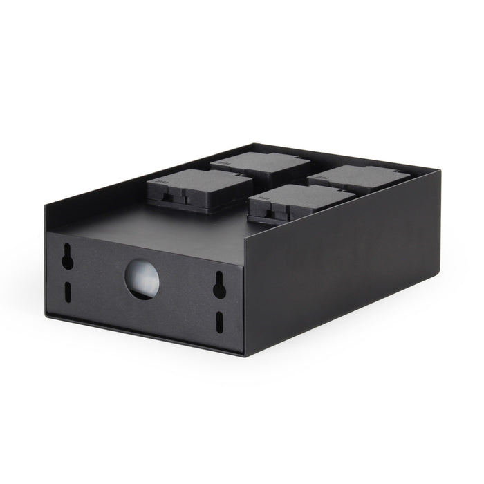 Presa multipla da giardino nera rettangolare con protezione IP44 Colonna a 4 prese per esterno