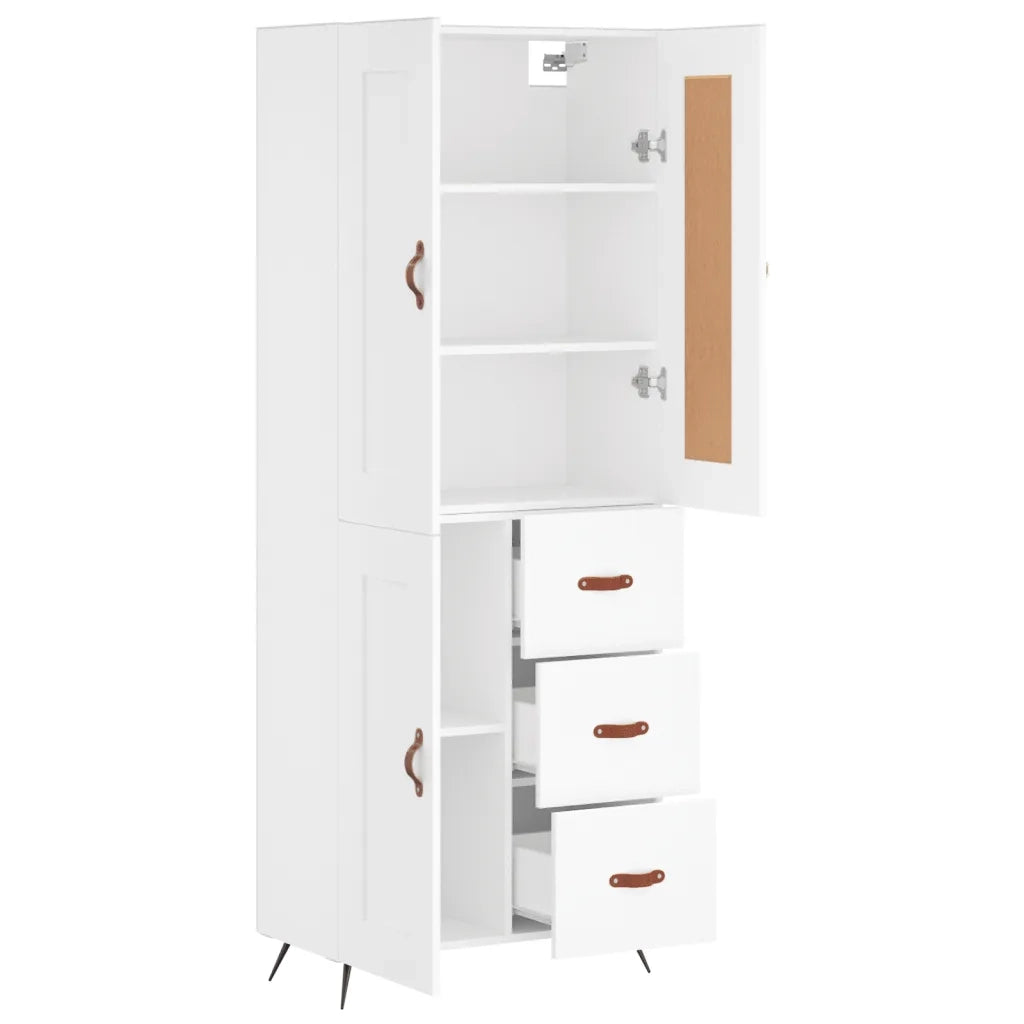 Credenza | Madia | Buffet da pranzo | Armadio da pranzo Bianca 69,5x34x180 cm in Legno Multistrato