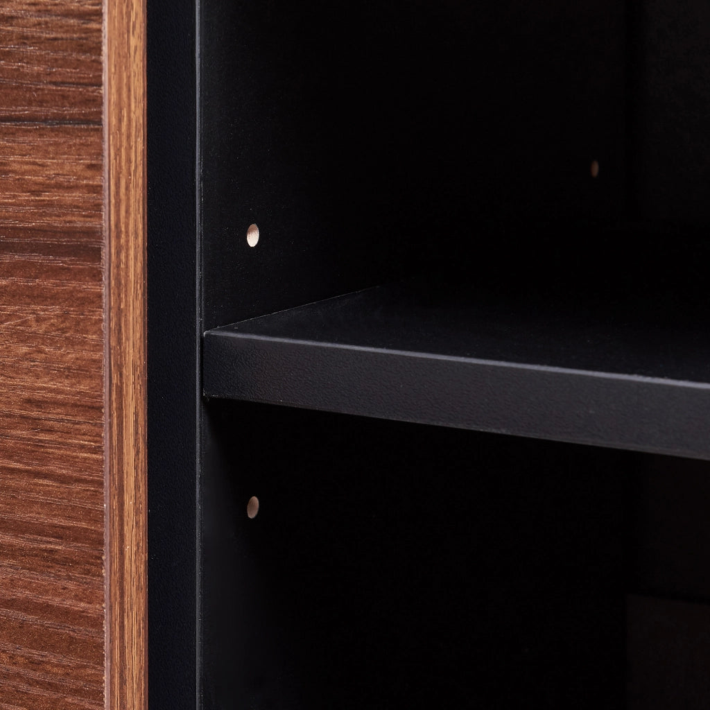 Armadietto Boxholm Credenza Bassa con 3 Ante Push-Open 120x30x55 cm Nero / Effetto Noce [en.casa]