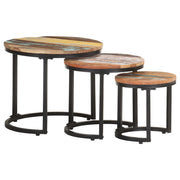 Tavolini Laterali 3 pz in Legno Massello di Recupero cod mxl 12754