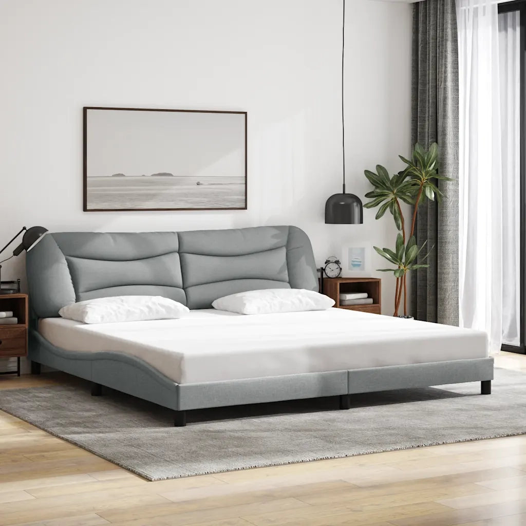 Giroletto con Testiera Grigio Chiaro 200x200 cm in Tessutocod mxl 90653
