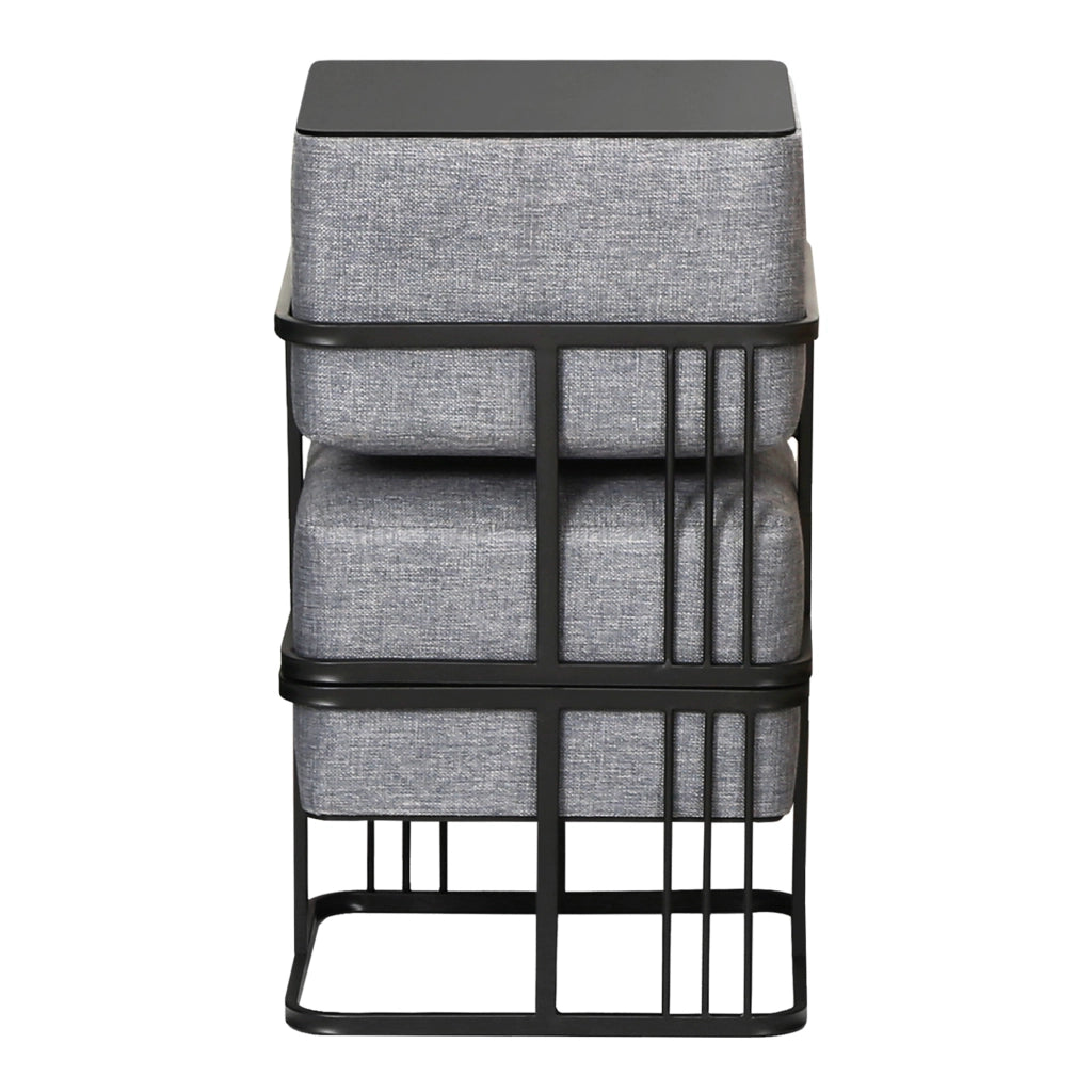 Set 2 Pouf TAS Reversibili Impilabili Seduta Imbottita e Piano Rigido Rettangolare 38x38x38 cm Grigio Chiaro [en.casa]