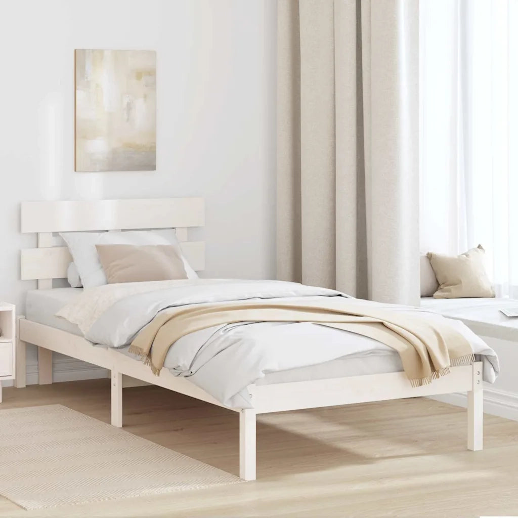 Struttura del letto Bianco 100 x 200 cm Legno massello di pino 872141